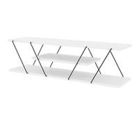 Toilinux - Meuble TV en Mélaminé de style Industriel L.120cm - Blanc - Canaz Blanc G