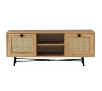 Meuble TV en panneaux de particules avec rangements - Beige