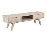 Toilinux - Meuble TV en panneaux de particules avec tiroirs et niche de rangement - Beige - Aline Beige G
