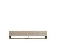Toilinux - Meuble TV suspendu 2 portes basculantes effet travertin SIENNA - Beige