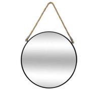 Toilinux Miroir en métal suspendu avec corde EDEN Diamètre 55 cm Noir
