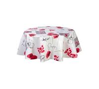 Toilinux - Nappe en toile cirée ronde Coquelicot - Diam. 135 cm - Rouge - COQUELICOT