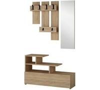 Toilinux - Porte manteau avec Banc et Miroir - L.100 x H.61 cm - Marron - Vesti Marron G