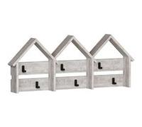 Toilinux - Porte-manteau en mélaminé 6 accroches en métal - Beige - Village Beige G