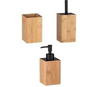 Toilinux - Set accessoires de salle de bain design bambou Padua - Marron - Padua Marron G