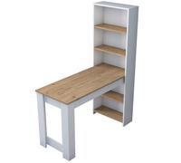 Toilinux - Table à manger avec étagère en bois - Marron et blanc