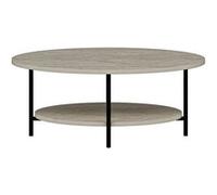 Toilinux - Table basse 1 étagère effet travertin - Beige et noir Beige G