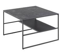Table basse 2 niveaux en Mélamine et Métal - L.70 cm x H.45 cm - Noir