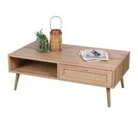 Toilinux - Table basse Bali avec 1 tiroir et 1 niche de rangement - Bali Beige G