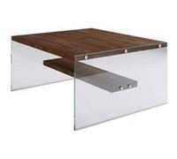 Table basse carrée 1 étagère en bois de pin et sa structure en verre - Marron