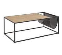 Toilinux - Table basse rectangulaire avec range magazine en MDF et métal - Beige et Noir - Sireine Beige G