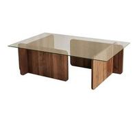 Toilinux Table basse Escape rectangulaire panneaux de particules et verre 105 x 65 cm Marron foncé