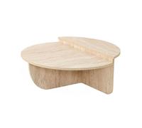 Toilinux - Table basse ronde grand format effet travertin - Beige