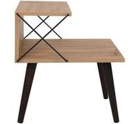 Toilinux - Table d'appoint en bois et métal NINO - Marron et noir - NINO Marron G