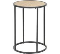Toilinux - Table d'appoint ou bout de canapé rond en MDF et métal diam.40cm - Beige et Noir - Sireine Beige G