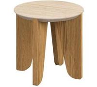 Toilinux - Table d'appoint ronde avec plateau effet travertin LIMA - Marron - LIMA Marron G