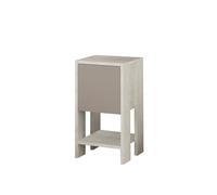 Table de chevet 1 porte - L.30 cm - Blanc et Taupe