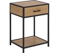 Toilinux - Table de chevet ou d'appoint 1 étagère et un tiroir en MDF et métal - Marron et Noir - Sireine Marron G