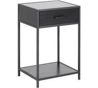 Toilinux - Table de chevet ou d'appoint 1 étagère et un tiroir en MDF et métal - Noir - Sireine Noir G