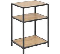 Toilinux - Table de chevet ou d'appoint 2 étagères en MDF et métal - Beige et Noir - Sireine Beige G