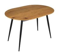 Toilinux - Table extensible ovale effet bois 4 à 6 places design rétro - L. 120 à 160 cm