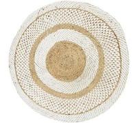 Tapis rond en Jute avec imprimé - D.90cm - Blanc
