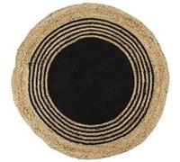 Tapis rond en Jute et coton - Imprimé Noir - Diamètre 90 cm