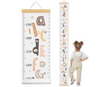 Toise Bébé Murale,Règle Hauteur à Suspendre,Mesure Croissance,Toise Murale Enfant,Lettres de Dessin Animé 200cm x 20cm (Gris Lait)