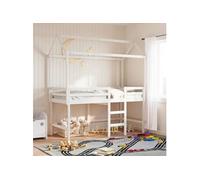 vidaXL Toit de lit pour enfants 217x95,5x159 cm bois de pin massif, toit de lit, baldaquin de lit pour enfant, toit pour lit 846959 Blanc G