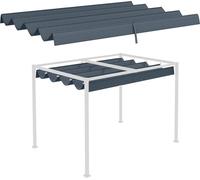 Toit de pergola - Housse de rechange - Coulissante - 286 x 245 cm - Polyester - Pour pergola d'environ 3 x 2,5 m - Gris foncé
