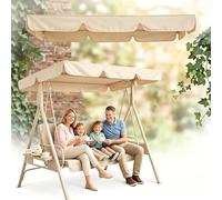 Toit de Rechange pour Balançoire Jardin 210D, Canopée de Balancelle Hollywoodienne Imperméable Anti-UV pour Meubles de Siège Extérieur À 2 3 Places(Khaki,142x120x18cm)