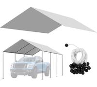 Toit de rechange pour carport - Bâche de tente de garage 3,04 x 6 m - Résistant aux UV - Résistant - Résistant aux intempéries - Cadre non compris - Gris