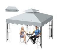 Toit de Remplacement pour Pavillon Pliant 3x3, Double Toit Imperméable avec Bord Ondulé et Protection UV UPF50+, Couverture Pergola Ventilée pour Jardin, Terrasse et Camping