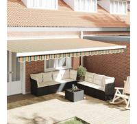 Toit de terrasse moderne rectangulaire 480 x 20 cm, toile d'auvent vert et jaune, imperméable et résistant aux UV, facile à installer, idéal pour l'été
