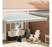 Toit de terrasse rectangulaire moderne de 430 x 20 cm en vert et blanc, fabriqué en toile imperméable anti-UV, idéal pour le jardin et la terrasse.