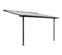 Toit terrasse 9,21 m2 - Toit en polycarbonate 6 mm + toile polyester 130 gr/m2 écru G