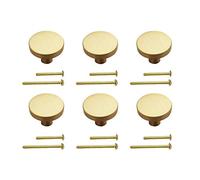 Tokatuker Lot de 6 boutons de placard ronds en laiton massif doré de 30 mm de style champignon (rond de 3 cm)