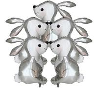 TOKIDNY Ballon Animal Forêt Ballons en Aluminium Forme Lapin Lot de 5 pour Décoration de Fête de Pâques Extérieure pour Anniversaire et Célébrations