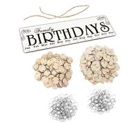 TOKIDNY Calendrier D'anniversaire en Bois Foncé Panneau Facile à Assembler et Tranches de Bois Réarrangeables, Fête des Pères Anniversaires Familiaux