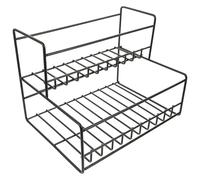 TOKIDNY Étagère de Rangement en Fer Noir Stable et Multifonction pour Boutique de Café ou Salon de Thé, Support Deux Niveaux pour Bouteilles et Accessoires