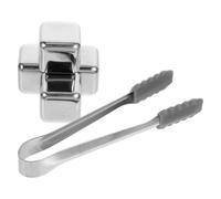 TOKIDNY Glaçons Réutilisables Argenté en Acier Inoxydable avec Pince, Cubes Métalliques Refroidissement Prolongé Coffret pour Whisky, Vin et Cocktails pour Recevoir des Invités