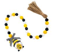 TOKIDNY Guirlande en Bois avec Perles et Pompons pour Décoration Suspendue Thème Abeille, Design Unique en Bois, Maison Fêtes