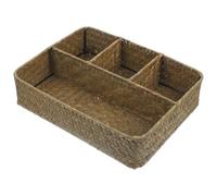 TOKIDNY Panier de Rangement en Joncs Tressés à Compartiments, Organisateur de Sachets de Thé et Café, Design Rustique Naturel pour Bureau et Maison