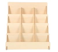 TOKIDNY Présentoir pour Cartes de Vœux en Bois à 4 Niveaux, Structure Stable, Montage Facile, pour Bureaux et Librairies, Style Naturel et Charme Rustique