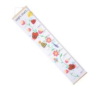 TOKIDNY Toise de Croissance Murale pour Chambre D'garçon et Filles en Bois et Toile Blanc, Facile à Suspendre et Enroulable, Style Nordique Motif Fleur Cartoon