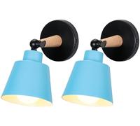 TOKIUS 2 Packs Appliques Murales Vintages Industrielles Plafonniers Luminaires E27 en Métal Réglable Lampe Murale Interieur Rétro pour Chambre Cuisine Restaurant (Bleu, pas d'interrupteur)