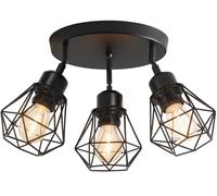 TOKIUS 3 Lampes Plafonniers Industrielles Vintages Lustres Suspensions Rétro E27 Douille Laiton Design Métal Cage Luminaire éclairage Pour Salon Cuisine Chambre