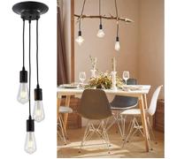 TOKIUS 3 Lampes Suspension Rétro Industrielle Luminaire DIY Lustre 150CM Réglable E27 Plafonnier Design Araignée Noir