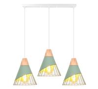 TOKIUS 3 Lampes Suspensions Luminaires Modernes Industrielles Bois Lustre Abat-jour Métal Vintage forme Cage Ø25cm Plafonnier E27 Design pour Cuisine Chambre Salon