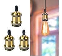 TOKIUS 3 Pièces Douilles E27 Vintage Edison Douille de Lampe Ampoule LED Adaptateur pour Lustre Suspension DIY - Laiton